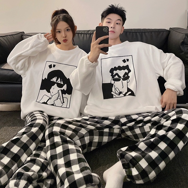 Winter Clothing In Japan - Kawaii crayon shin-chan casal pijamas conjunto