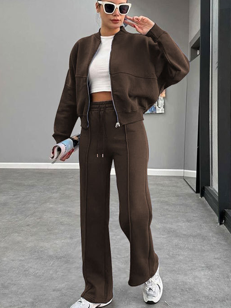 Winter Clothing Pk - Fsmg casual moletom calças definir zíperes