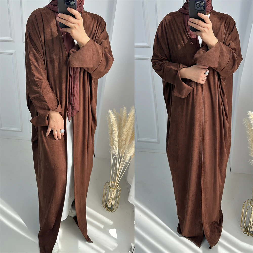 Inverno aberto abaya para mulh - Winter Clothing Dubai avaliação e preço