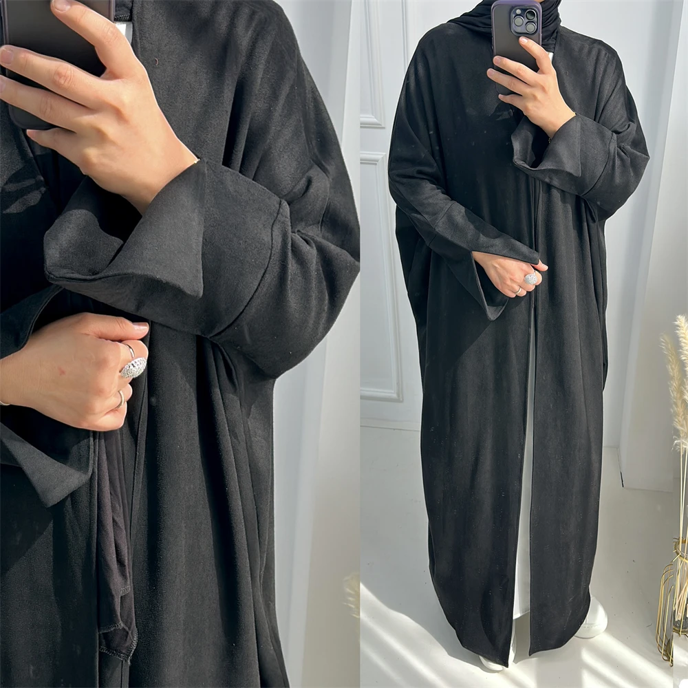 Inverno aberto abaya para mulh - Winter Clothing Dubai avaliação e preço